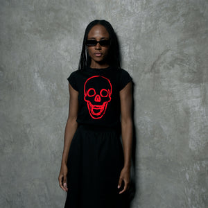 CAMISETA MUJER SKULL RED PAINT