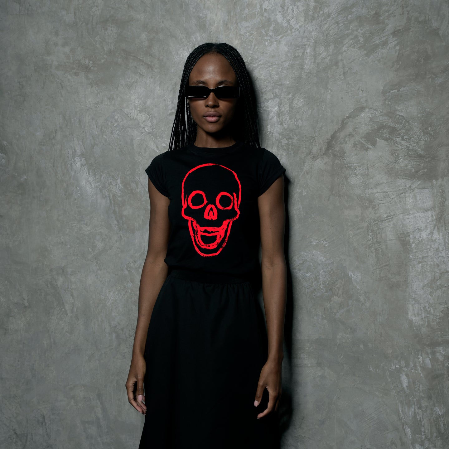 CAMISETA MUJER SKULL RED PAINT