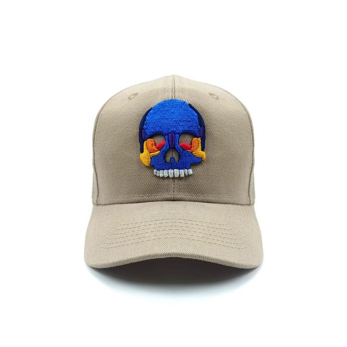 GORRA CURVA SKULL EMBROIDERY CHAMPAGNE TOAST AND  MIDNIGHT BLUE
