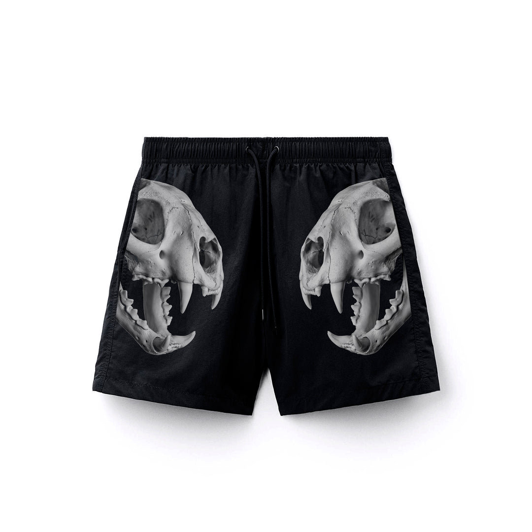 Men's Skeleton Shorts Quick Dry Skull Print Beach Shorts, Lilac, M