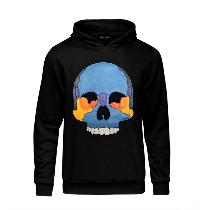 SUDADERA NEGRA  SKULL LEATHER PATCH