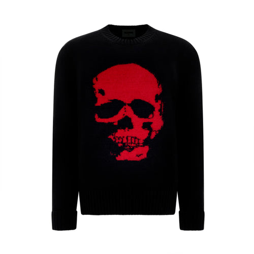 SUETER MUJER PUNTO PELO LARGO SKULL FRONT RED