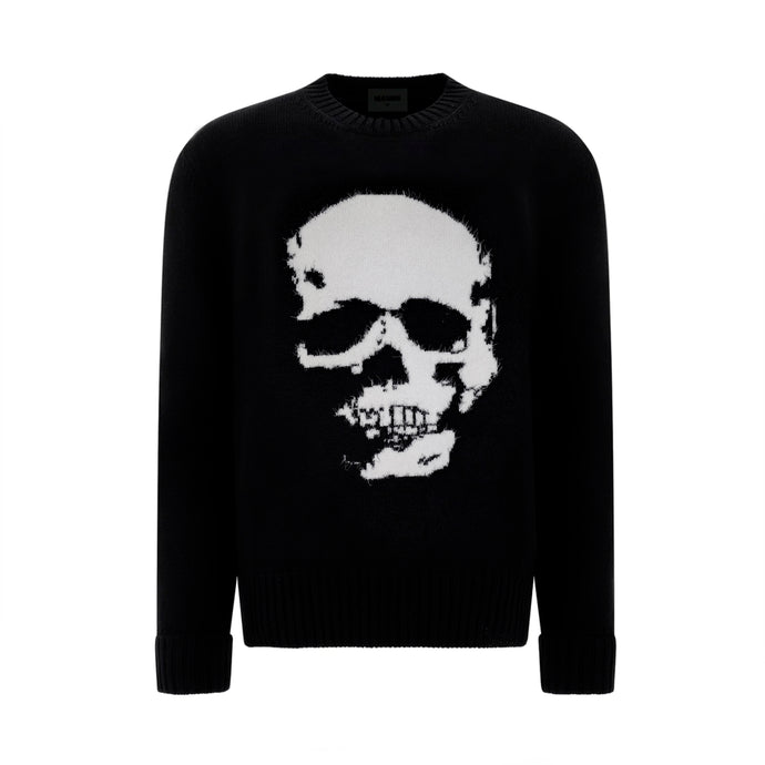 Sueter Hombre Punto Pelo Largo Skull Front White