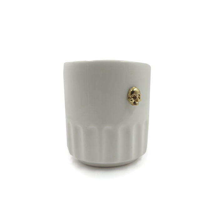 SAKE CUP CERAMIC GOLD METALLIC SKULL