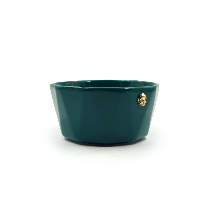 BOL CERAMICA GEO TEAL GREEN GOLD METALLIC SKULL