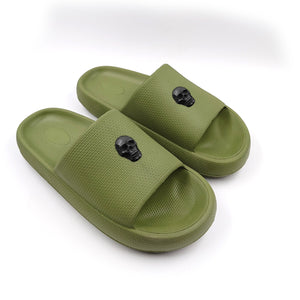 SANDALIAS METALLIC SKULL TEXTURE BLACK & GREEN