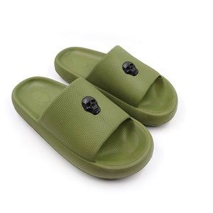 SANDALIAS METALLIC SKULL TEXTURE BLACK & GREEN