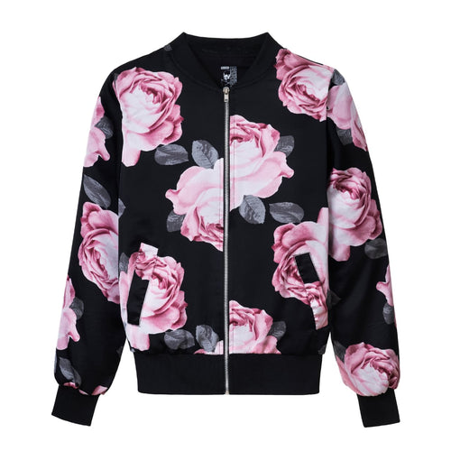 Chamarra Bomber Pink Flowers