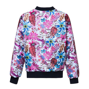 Chamarra Bomber Sky Blue Flowers