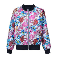 Cargar imagen en el visor de la galería, Chamarra Bomber Sky Blue Flowers