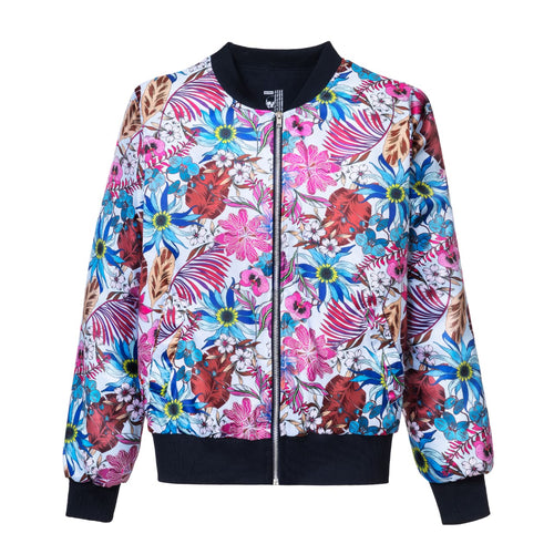 Chamarra Bomber Sky Blue Flowers