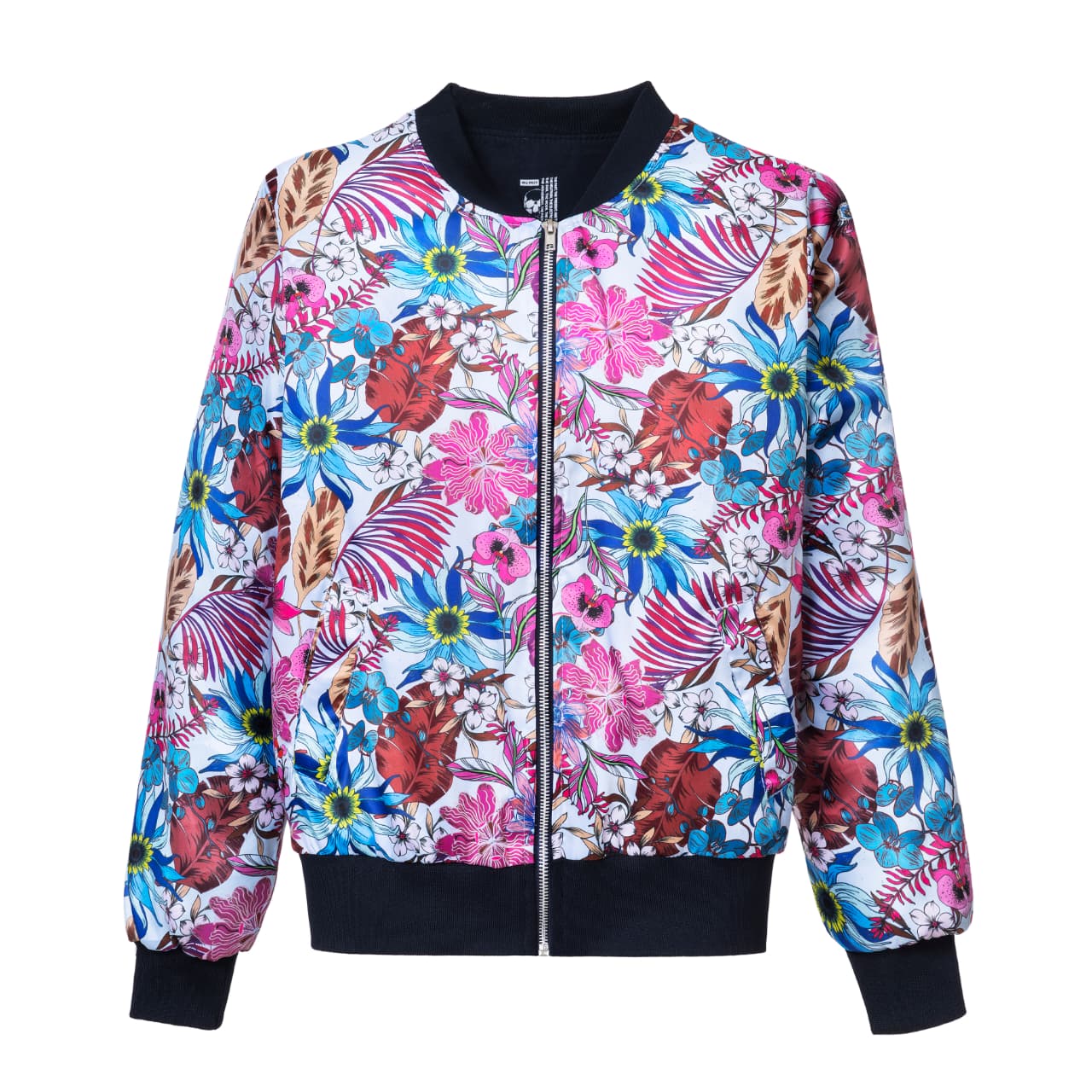 Chamarra Bomber Sky Blue Flowers