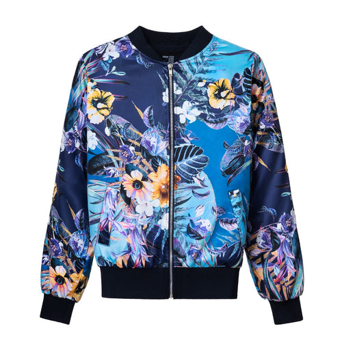 Chamarra bomber Ocean Blue Flowers