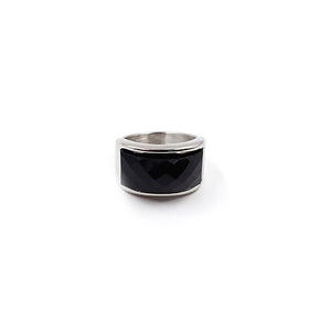 ANILLO CIRCLE FACETED  BLACK STONE