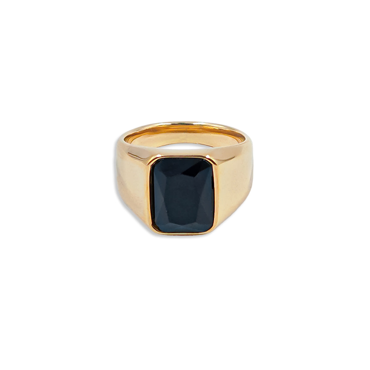 ANILLO ACERO GOLD ZIRCONIA