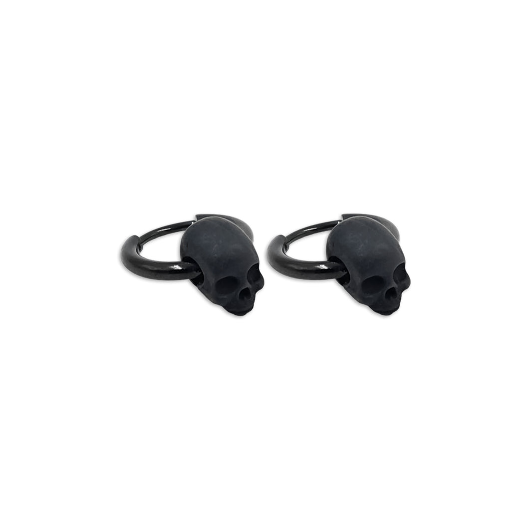 Aretes Arracada Negra Cráneo Mini