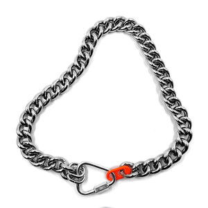 COLLAR LIMITED EDITION SILVER CHAIN SHOCKING ORANGE