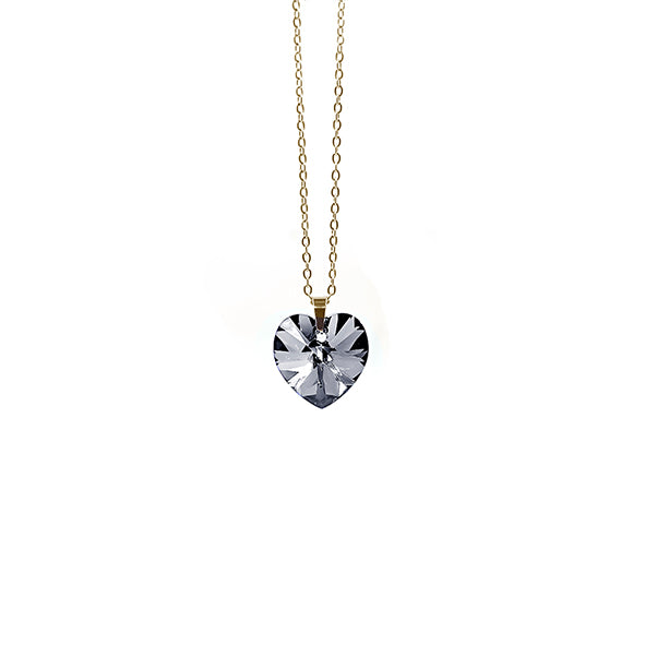 COLLAR CORAZON  SILVER & GOLD CRISTAL SWAROVSKI
