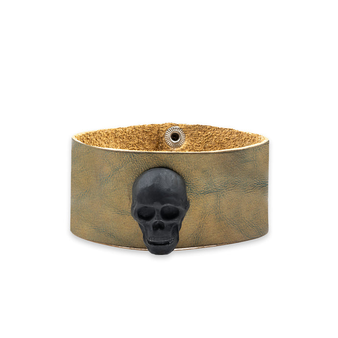 PULSERA CUERO CRANEO COMPLETO