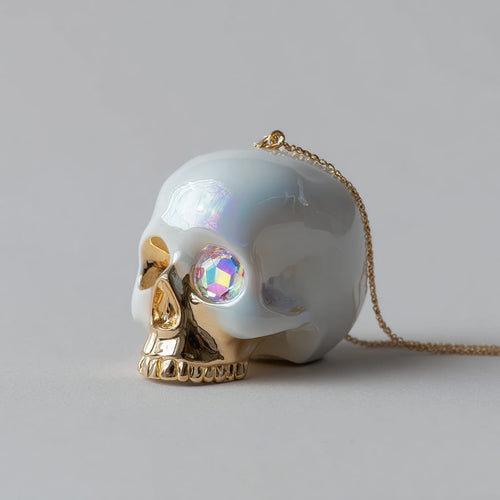 Collar Metallic Skull White Swarovski Details  Japan Limited Edition