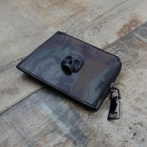 CARTERA MONEDERO CUERO MILITAR VERDE