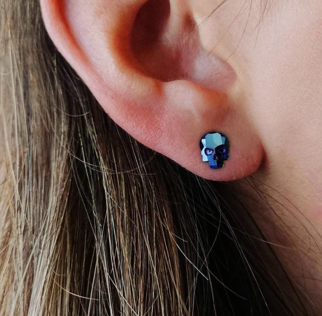 ARETES CALAVERA CRISTAL METALLIC BLUE