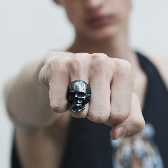 ANILLO PLATA CRÁNEO COMPLETO